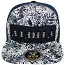TOP LEVEL : ALOHA | Front-raised Verbiage Embroidery with Flowers Print Design Snapback Cap