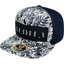 TOP LEVEL : ALOHA | Front-raised Verbiage Embroidery with Flowers Print Design Snapback Cap