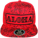TOP LEVEL : ALOHA | Front-raised Verbiage Embroidery with Flowers Print Design Snapback Cap