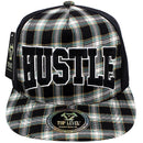 TOP LEVEL : HUSTLE | Verbiage Design with Check Fabric Design Snapback Cap