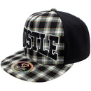 TOP LEVEL : HUSTLE | Verbiage Design with Check Fabric Design Snapback Cap