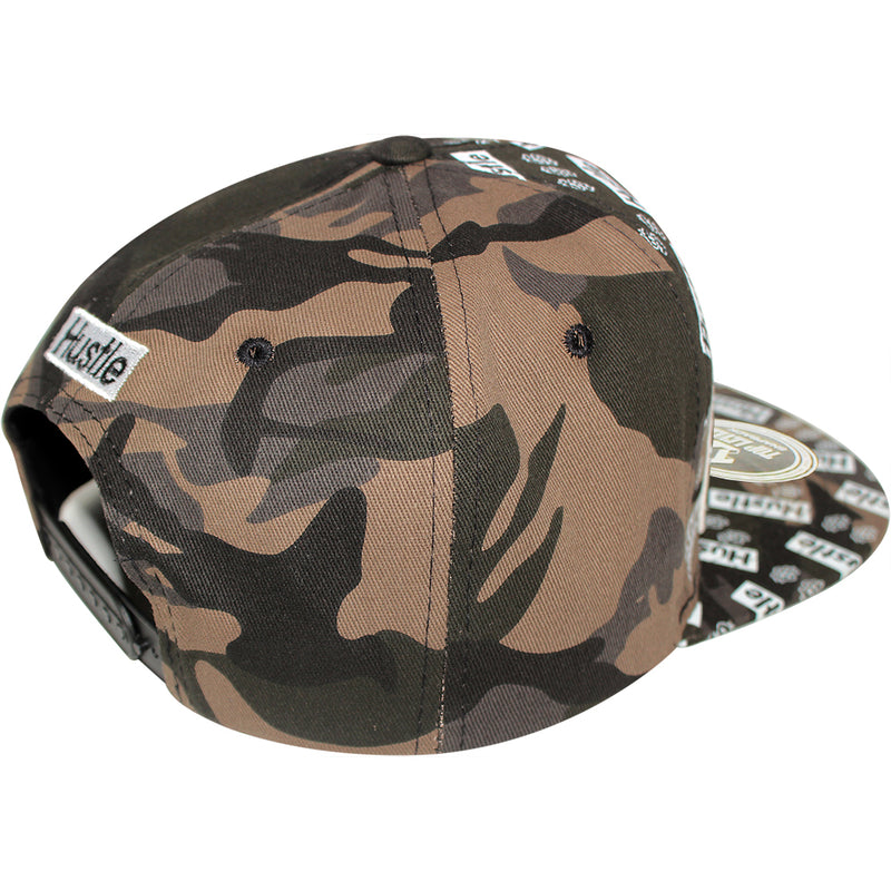 TOP LEVEL : HUSTLE | Two Layers Rubber Patch Design Snapback Cap