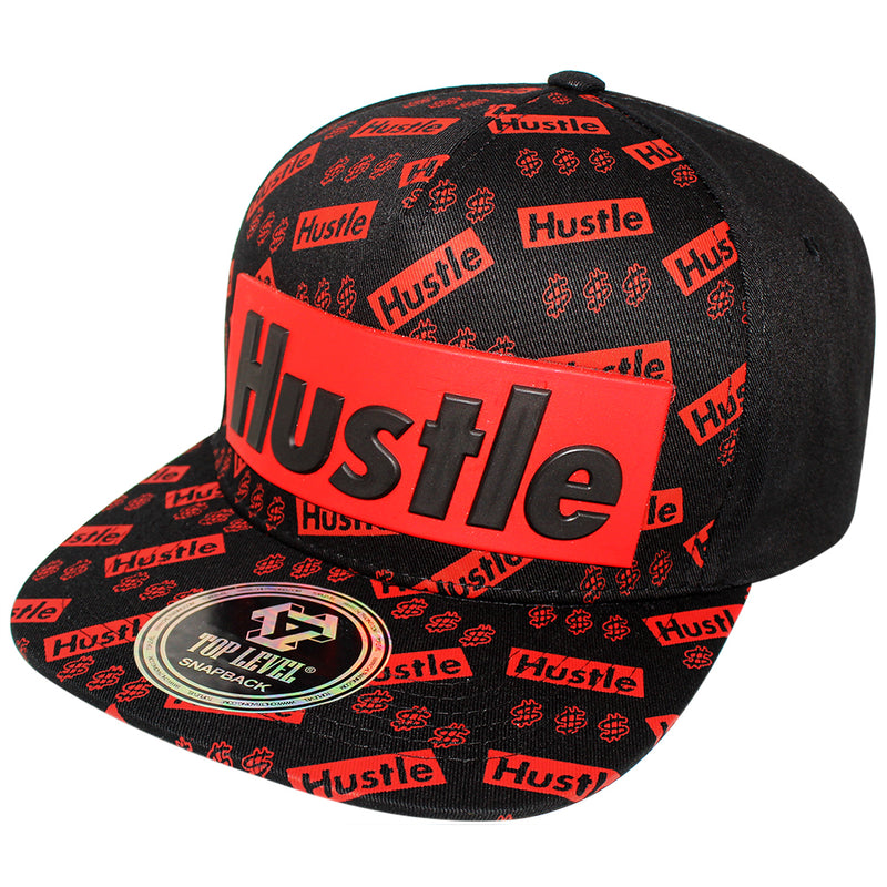 TOP LEVEL : HUSTLE | Two Layers Rubber Patch Design Snapback Cap