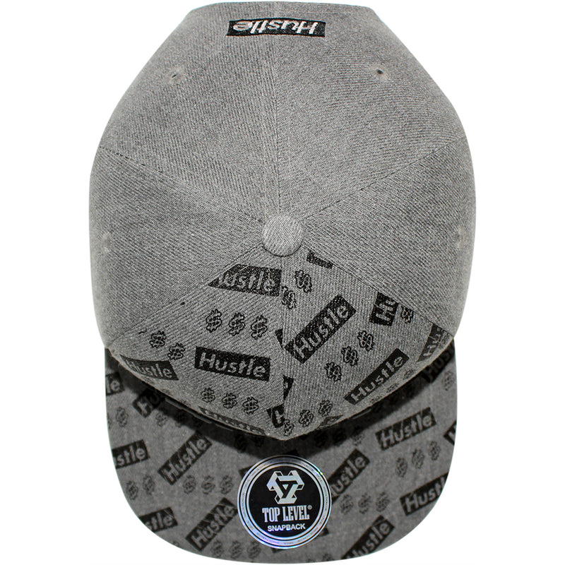 TOP LEVEL : HUSTLE | Two Layers Rubber Patch Design Snapback Cap