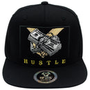 TOP LEVEL : HUSTLE | HU$TLE Dollar Bills Embroidery with Cotton Patch Design Snapback Cap