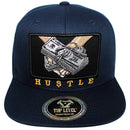 TOP LEVEL : HUSTLE | HU$TLE Dollar Bills Embroidery with Cotton Patch Design Snapback Cap