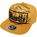 TOP LEVEL : HUSTLE | Verbiage with Barbed Wire & Chain Print Design Snapback Cap