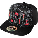 TOP LEVEL : HUSTLE | Front-raised Verbiage with Crack Details Design Snapback Cap