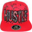 TOP LEVEL : HUSTLE | Front-raised Verbiage with Crack Details Design Snapback Cap