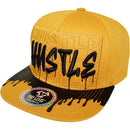 TOP LEVEL : HUSTLE | Front-raised Verbiage & Dripping Ink Print Design Snapback Cap