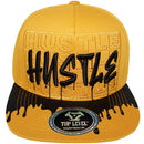 TOP LEVEL : HUSTLE | Front-raised Verbiage & Dripping Ink Print Design Snapback Cap