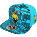 TOP LEVEL : HUSTLE | Cool Bear with All-over Newspaper Print Design Snapback Cap