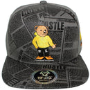TOP LEVEL : HUSTLE | Cool Bear with All-over Newspaper Print Design Snapback Cap