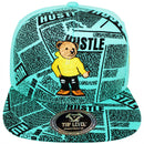 TOP LEVEL : HUSTLE | Cool Bear with All-over Newspaper Print Design Snapback Cap