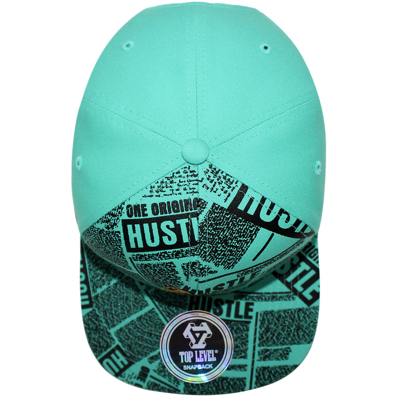 TOP LEVEL : HUSTLE | Cool Bear with All-over Newspaper Print Design Snapback Cap