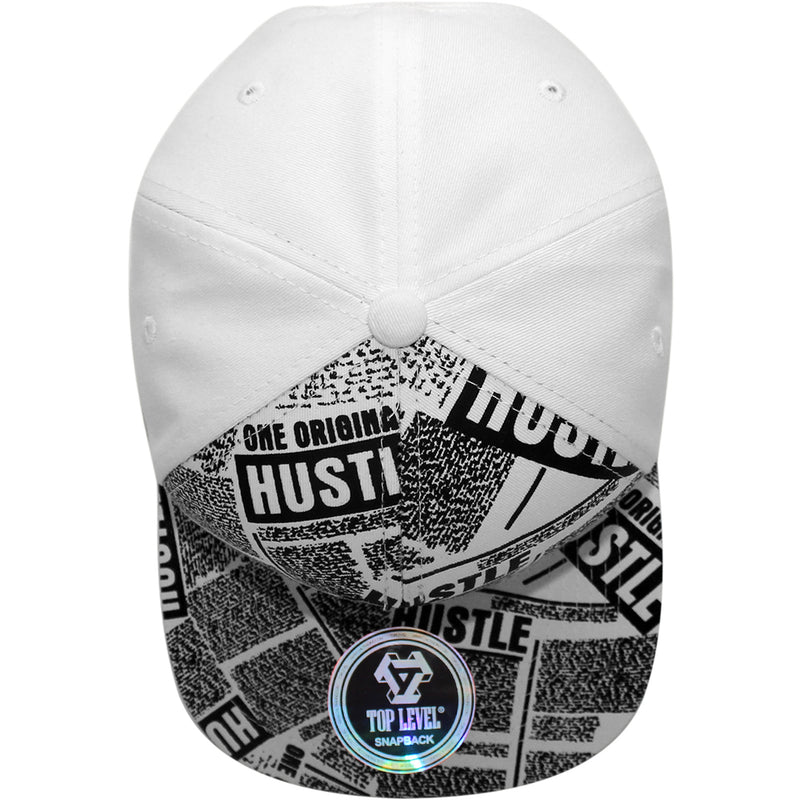 TOP LEVEL : HUSTLE | Cool Bear with All-over Newspaper Print Design Snapback Cap