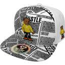 TOP LEVEL : HUSTLE | Cool Bear with All-over Newspaper Print Design Snapback Cap
