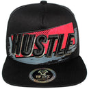 TOP LEVEL : HUSTLE | Front-raised Verbiage Embroidery with Felt Patch Design Snapback Cap