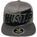 TOP LEVEL : HUSTLE | Front-raised Verbiage Embroidery with Felt Patch Design Snapback Cap