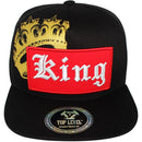 TOP LEVEL : KING | Front-raised Verbiage Embroidery with Red Cotton Patch Design Snapback Cap