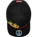 TOP LEVEL : KING | Front-raised Verbiage Embroidery with Red Cotton Patch Design Snapback Cap