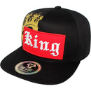 TOP LEVEL : KING | Front-raised Verbiage Embroidery with Red Cotton Patch Design Snapback Cap