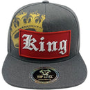 TOP LEVEL : KING | Front-raised Verbiage Embroidery with Red Cotton Patch Design Snapback Cap