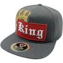 TOP LEVEL : KING | Front-raised Verbiage Embroidery with Red Cotton Patch Design Snapback Cap