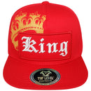 TOP LEVEL : KING | Front-raised Verbiage Embroidery with Red Cotton Patch Design Snapback Cap