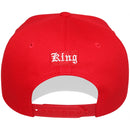 TOP LEVEL : KING | Front-raised Verbiage Embroidery with Red Cotton Patch Design Snapback Cap