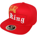 TOP LEVEL : KING | Front-raised Verbiage Embroidery with Red Cotton Patch Design Snapback Cap