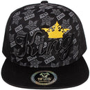 TOP LEVEL : KING | Front-raised Verbiage with Crown Design Snapback Cap