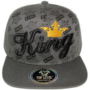 TOP LEVEL : KING | Front-raised Verbiage with Crown Design Snapback Cap