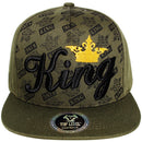 TOP LEVEL : KING | Front-raised Verbiage with Crown Design Snapback Cap