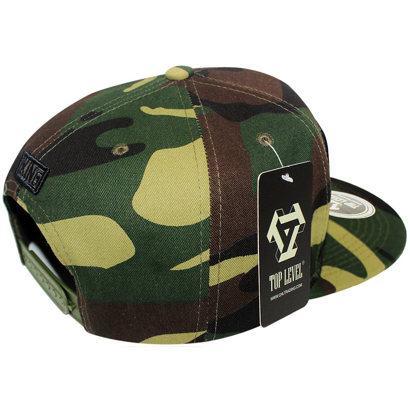 TOP LEVEL : KING | Verbiage Design with Reflective Fabric Patch Design Snapback Cap