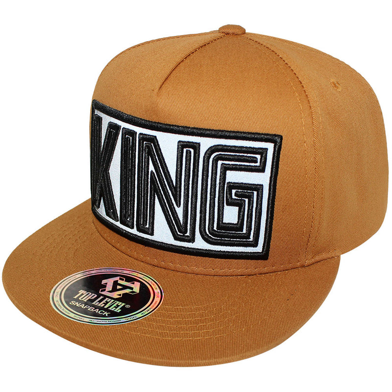 TOP LEVEL : KING | Verbiage Design with Reflective Fabric Patch Design Snapback Cap