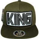 TOP LEVEL : KING | Verbiage Design with Reflective Fabric Patch Design Snapback Cap