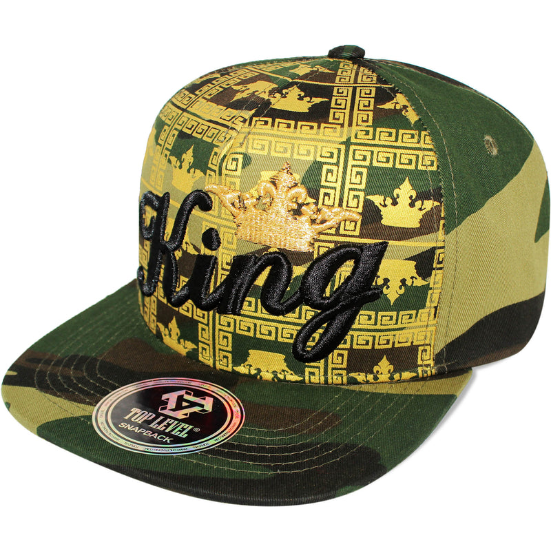 TOP LEVEL : KING | Gold Crown Design Snapback Cap