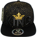 TOP LEVEL : KING | Embroidery King Crown & Gold Dot Print Design Snapback Cap