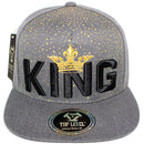 TOP LEVEL : KING | Embroidery King Crown & Gold Dot Print Design Snapback Cap