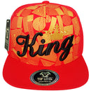 TOP LEVEL : KING | African Geometric Pattern Gold Print Design Snapback Cap