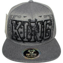 TOP LEVEL : KING | Verbiage Outline Embroidery & Bandana Print Design Snapback Cap