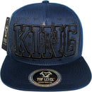 TOP LEVEL : KING | Verbiage Outline Embroidery & Bandana Print Design Snapback Cap