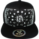 TOP LEVEL : KING | Verbiage Outline Embroidery & Bandana Print Design Snapback Cap