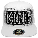 TOP LEVEL : KING | Verbiage Outline Embroidery & Bandana Print Design Snapback Cap