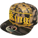 TOP LEVEL : KING | Front-raised Verbiage Patch with All-over Crown Print Design Snapback Cap