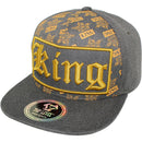 TOP LEVEL : KING | Front-raised Verbiage Patch with All-over Crown Print Design Snapback Cap
