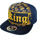 TOP LEVEL : KING | Front-raised Verbiage Patch with All-over Crown Print Design Snapback Cap