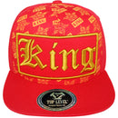 TOP LEVEL : KING | Front-raised Verbiage Patch with All-over Crown Print Design Snapback Cap