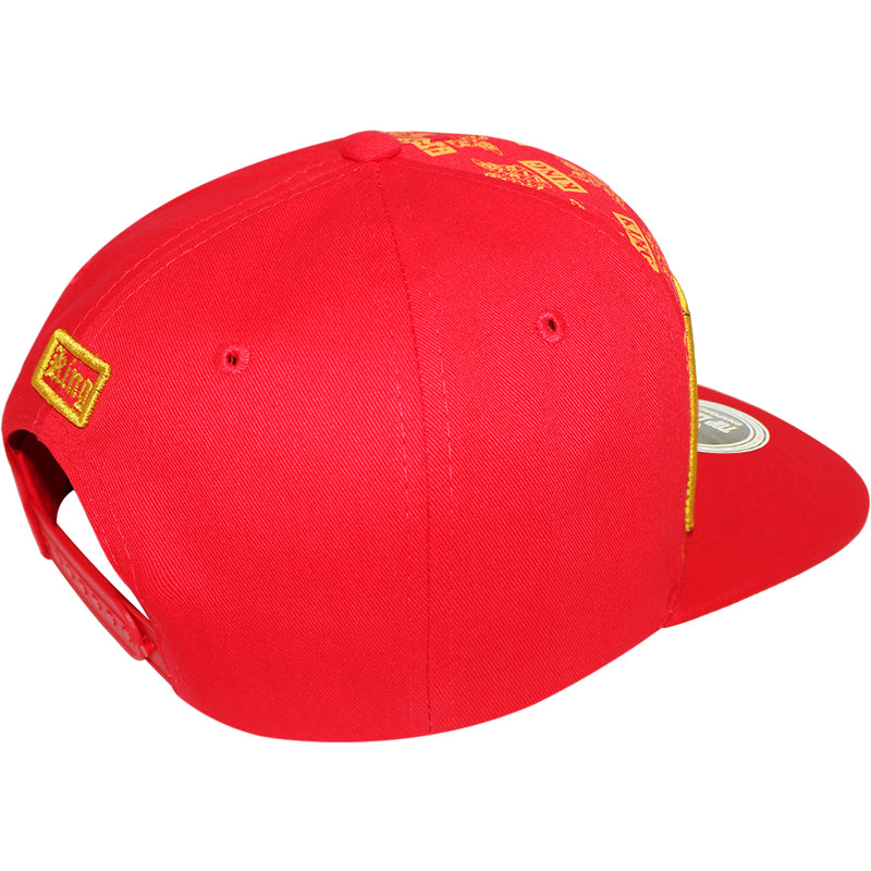 TOP LEVEL : KING | Front-raised Verbiage Patch with All-over Crown Print Design Snapback Cap